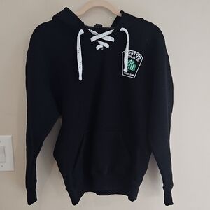 J. America Black Hoodie with White Lace-Up